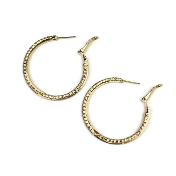 Crystal Hoop Earrings – Lauren G Adams Lauren G Adams Round Hoop Earrings Rhinestone Crystal Inside Out Gold Finish
